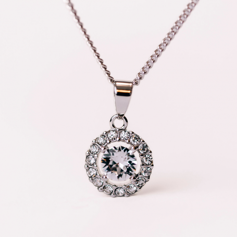 Halsband diamant - Silver kristall