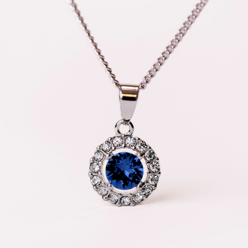 Halsband Diamant - Silver blå 