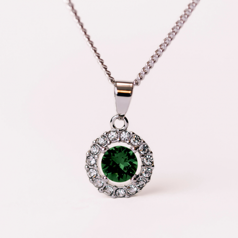 Halsband diamant - Silver Grön